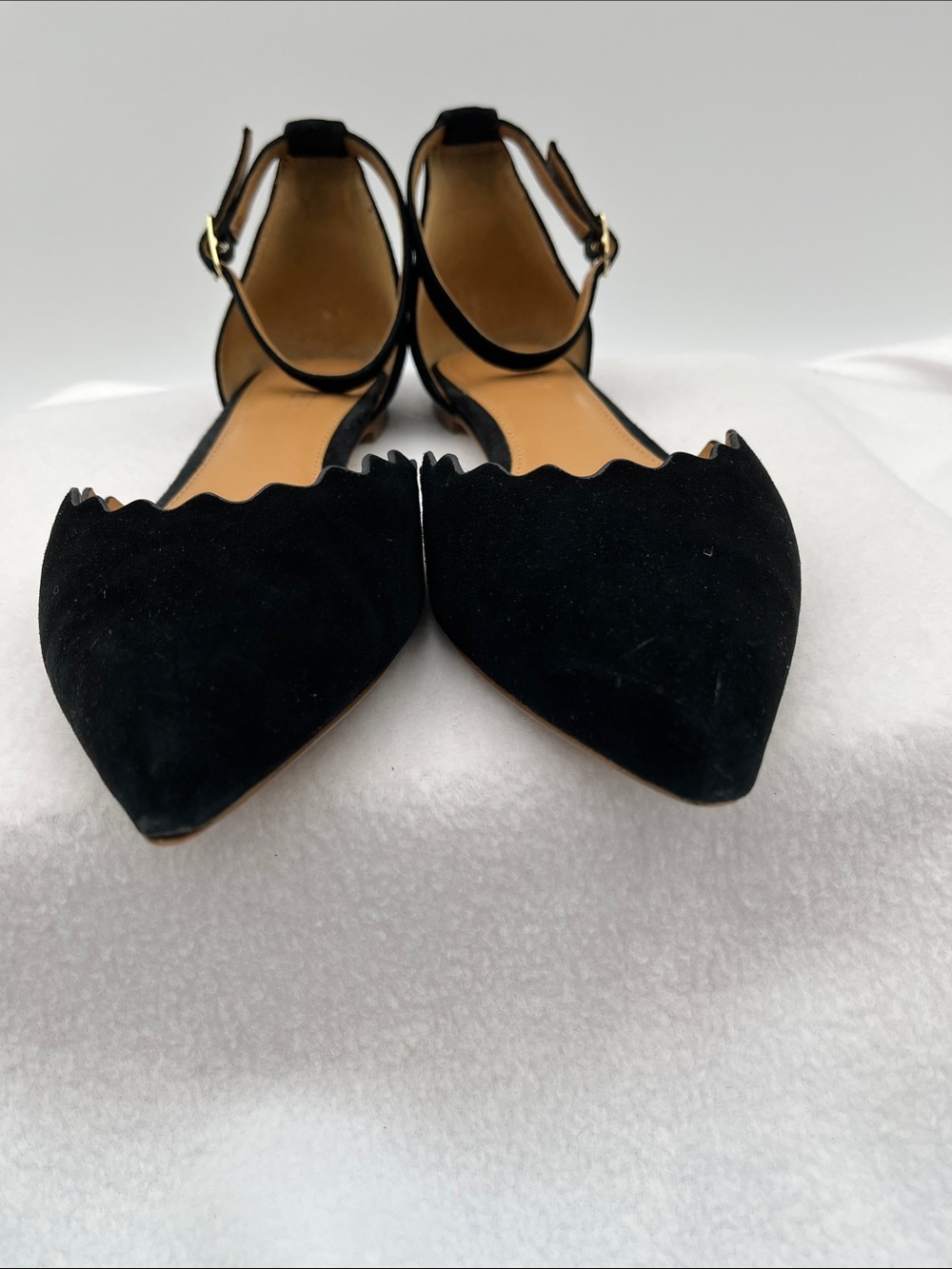 J. Crew Black Scalloped Pointed Ankle-Strap Flats - Picture 5 of 10